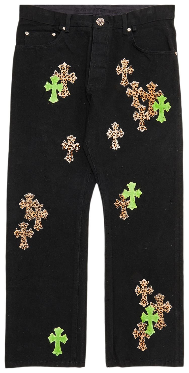 Chrome Hearts Cross Patch Denim 'Black/Green/Cheetah' - front view - District 97 Clothing streetwear