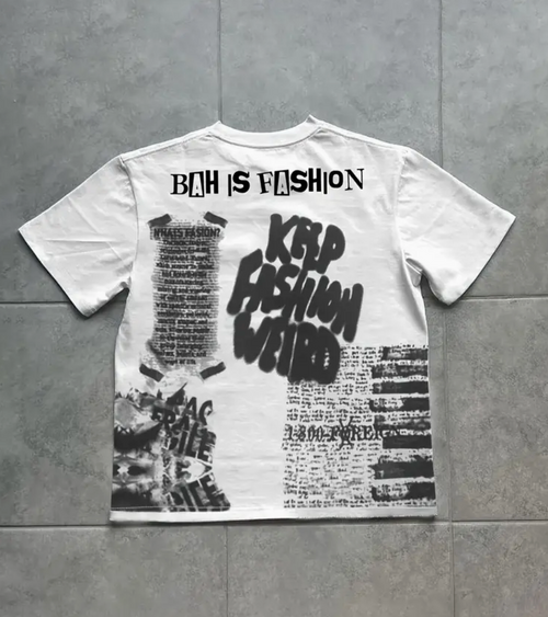 Keep Fashion Weird white graphic t-shirt with bold black typography - District 97 Clothing streetwear