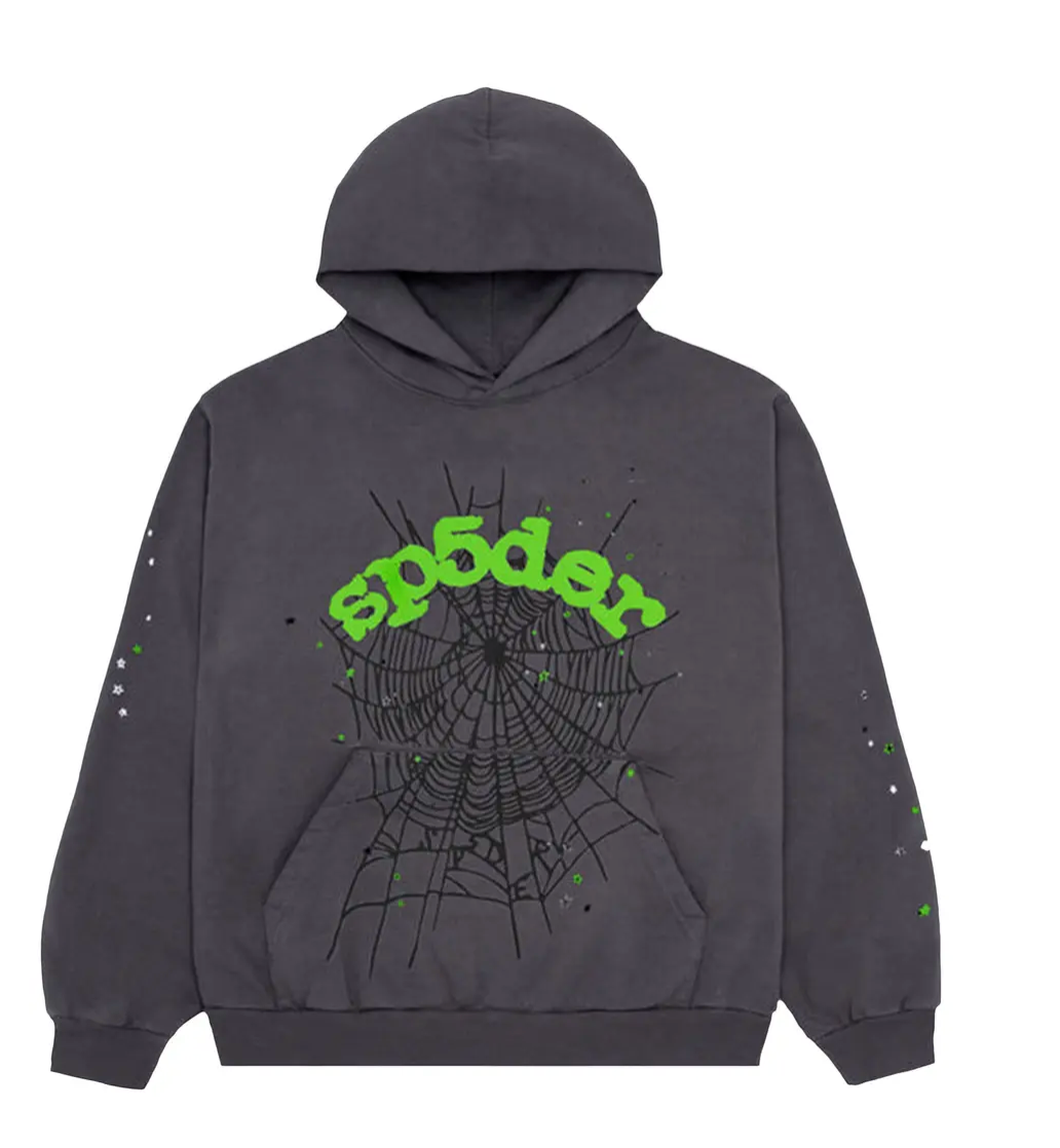 Sp5der Wait Web Hoodie Slate Grey - front view - District 97 Clothing streetwear
