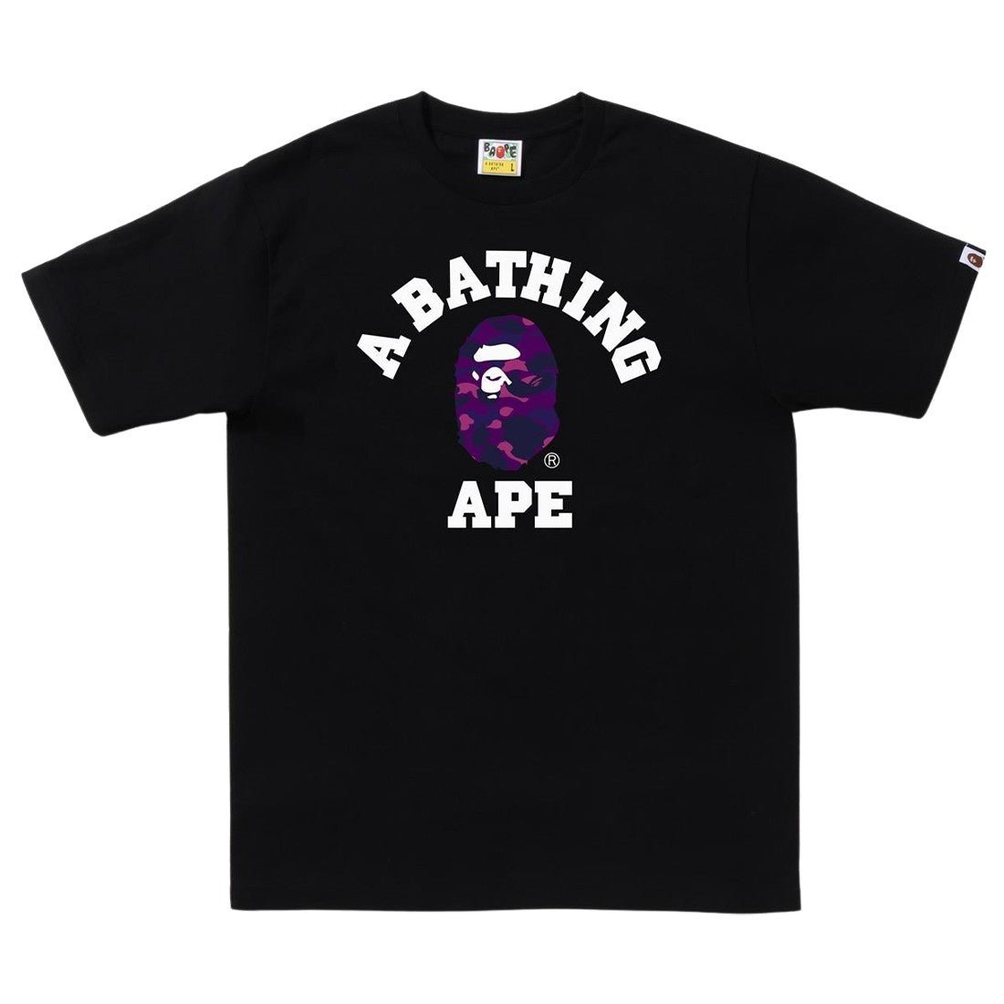 BAPE Color Camo College T-Shirt 'Black / Purple' - front view - District 97 Clothing streetwear